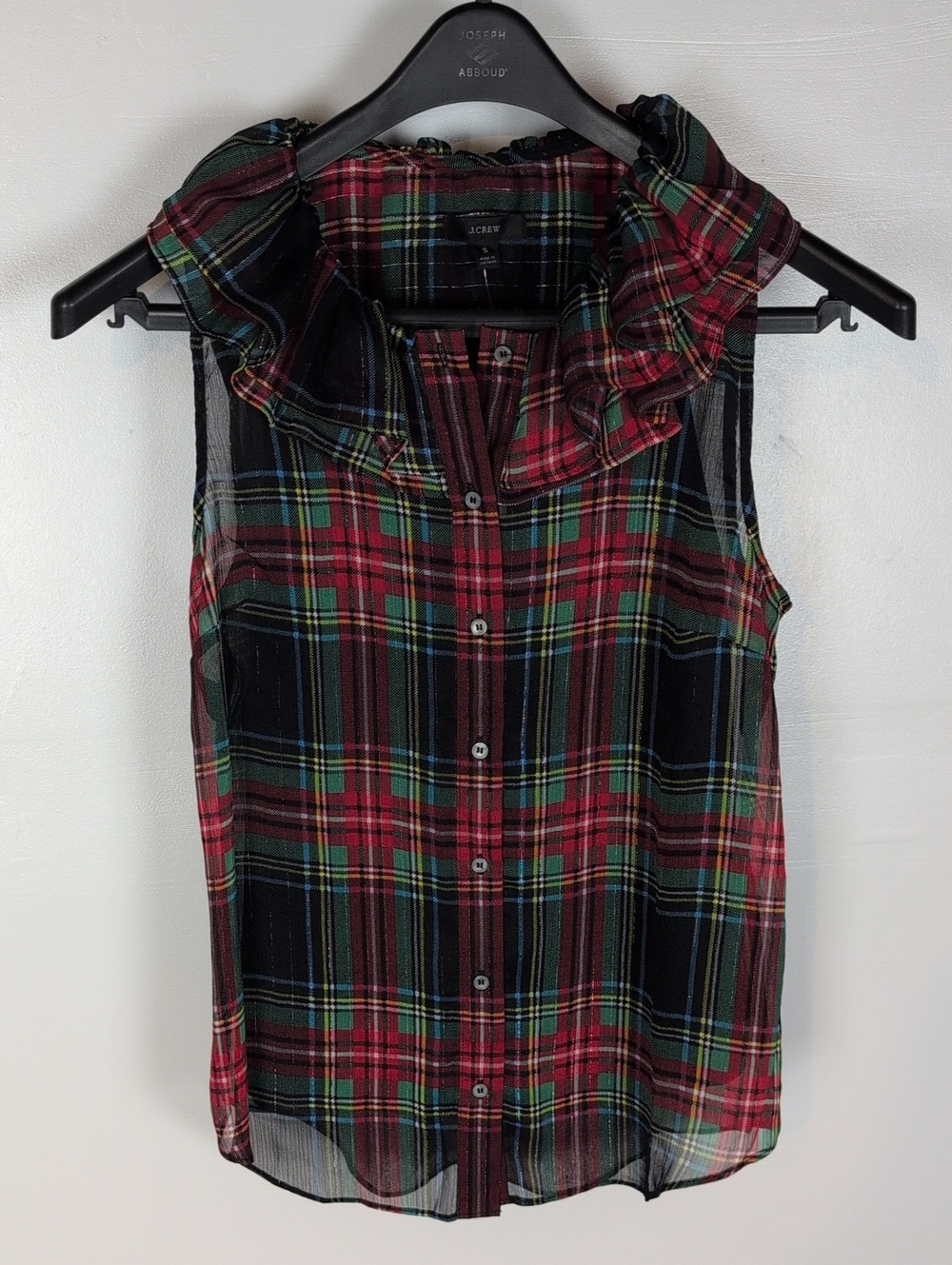 J. Crew Sleeveless Holiday Plaid Blouse